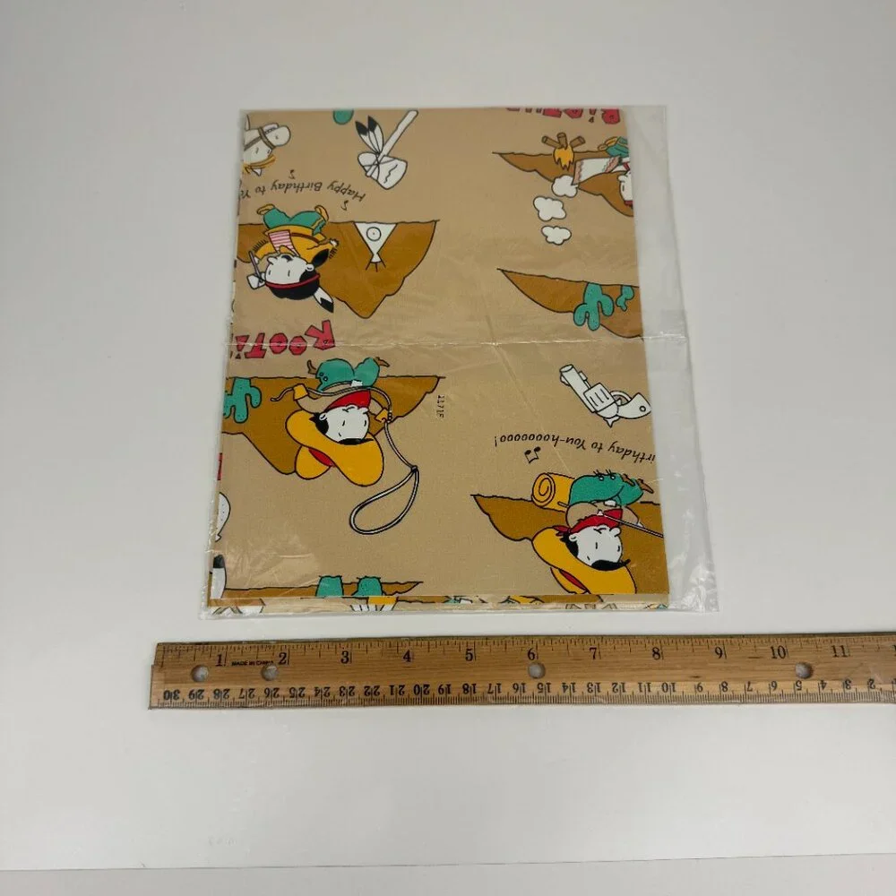 Vtg Cowboys Indians Western Gift Wrap Sheet Paper Birthday Tan‎ Brown American